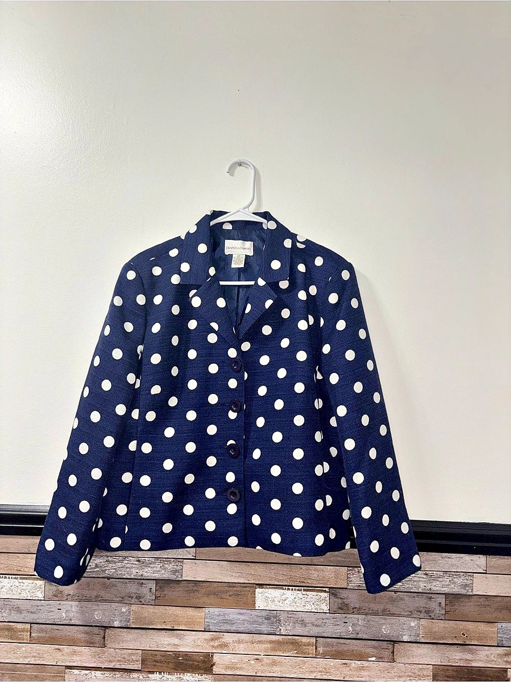 Drapers & Damons Polka Dot Blazer in Blue & White Size 12 Petite